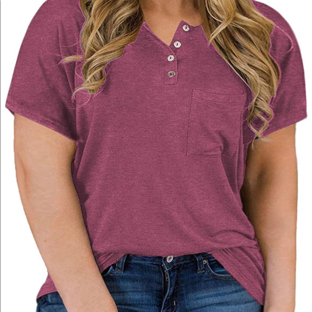 Vislily Women’s Plus Henley Short Sleeve Top